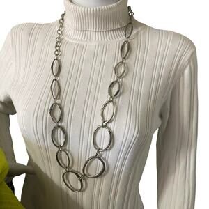 Chico's silver tone necklace chunky chain link signed costume jewelry classic